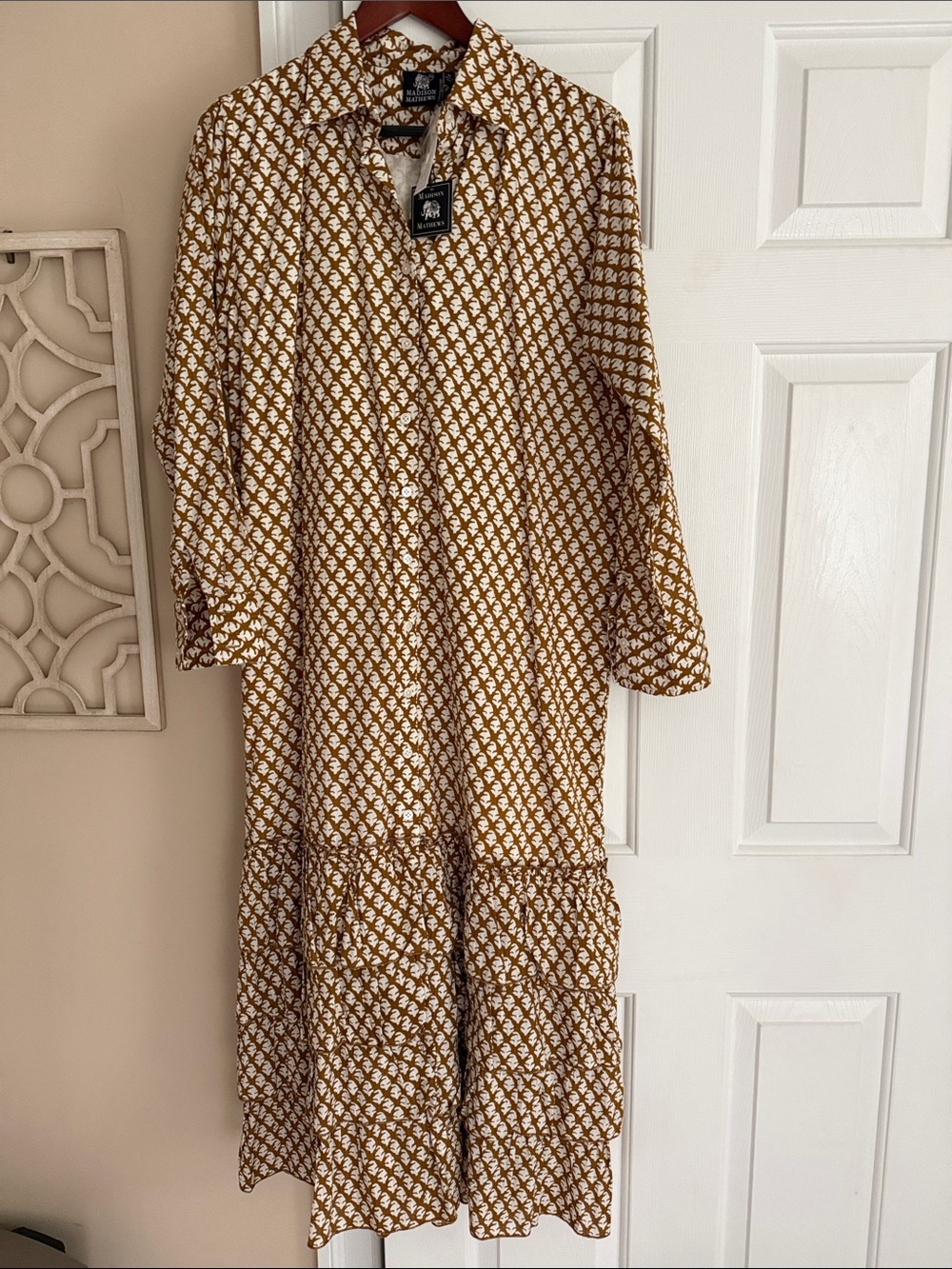 Madison Mathews Lola Tiered Button-Front Maxi Dress